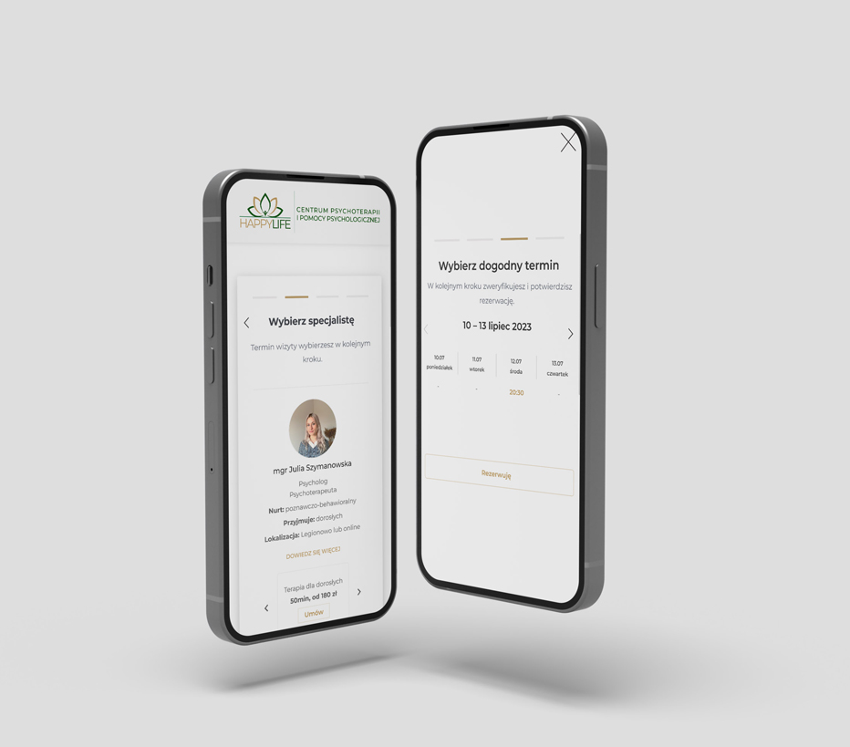 Proces umawiania się na wizytę w aplikacji Happylife