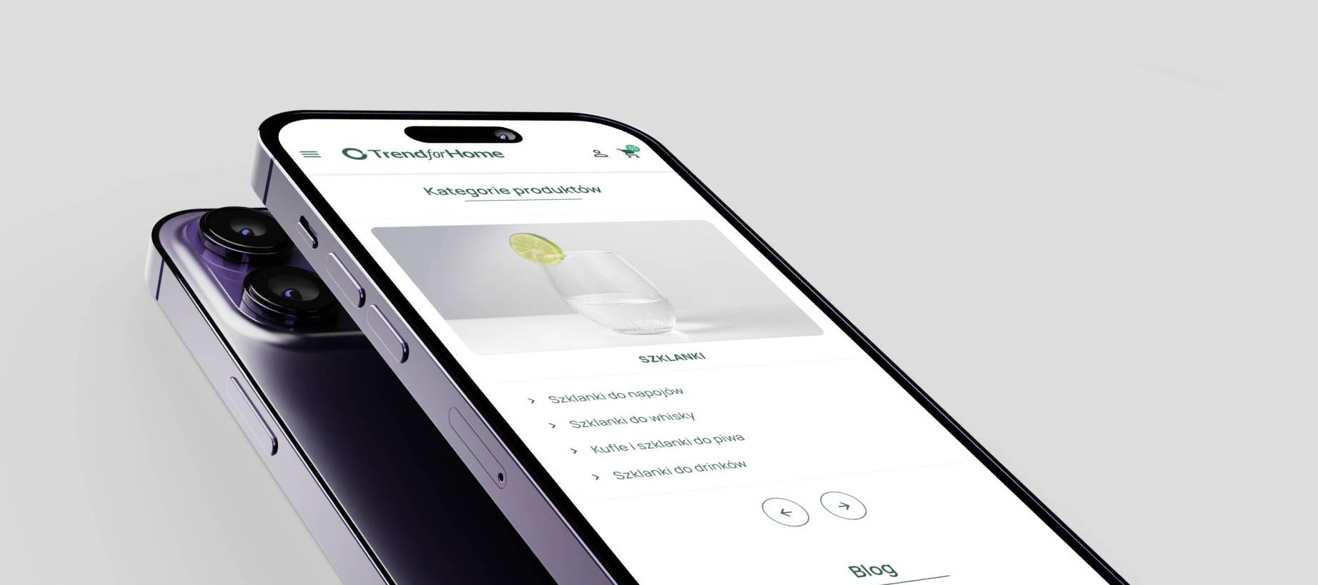 Kategorie produktów na stronie internetowej Trend for Home